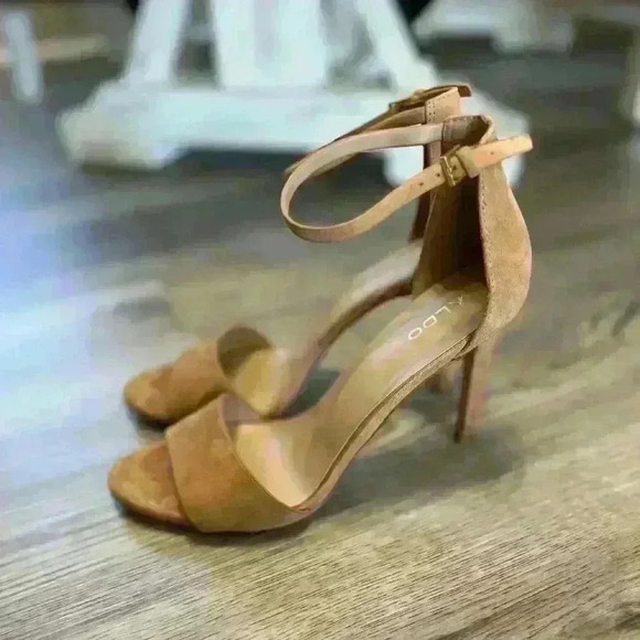 Aldo Shoes - ALDO Women Beige Blush Suede Stiletto Shoe Sandal